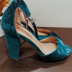 Betsey Johnson Blue Velvet Carly Block Heel